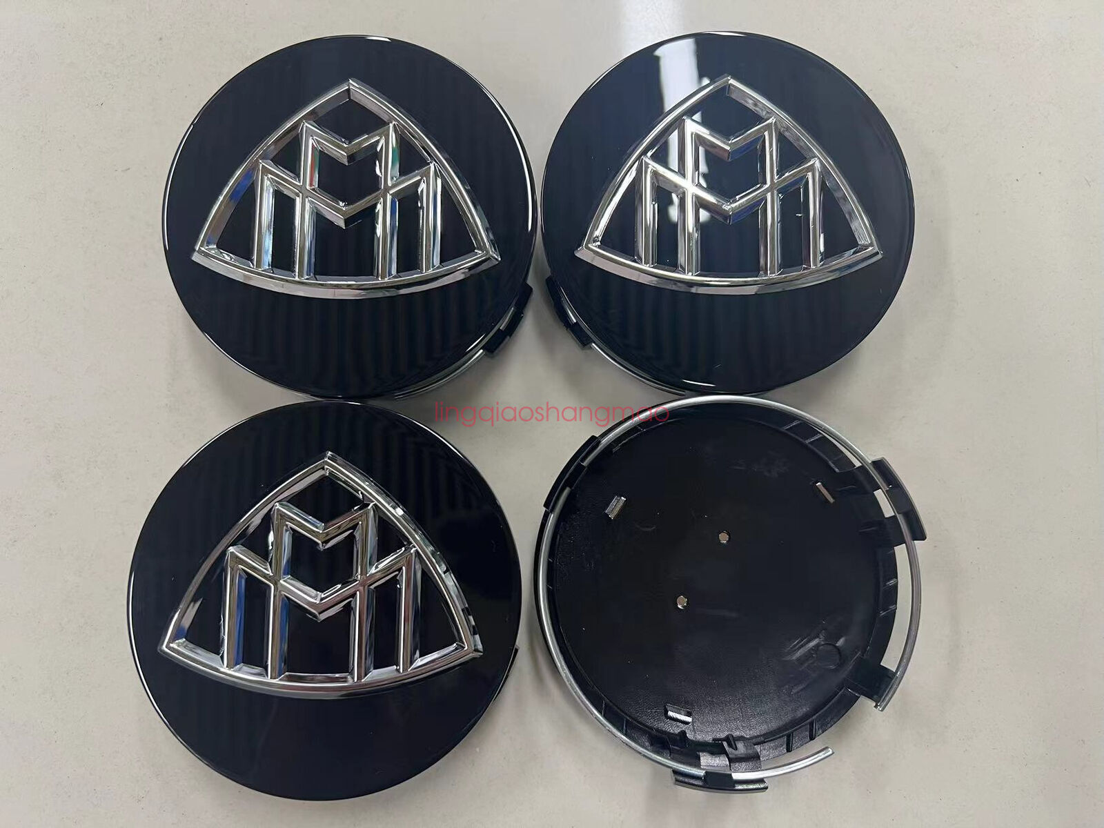 Mercedes Maybach Wheel Center Black 75 mm Rim Logo Hub Cover Set of 4