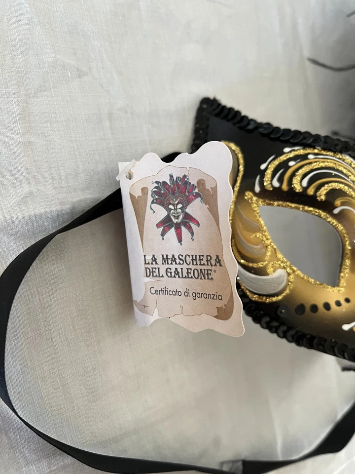 Mask Venetian La Maschera with Tag Venice Italy Mardi Gras - Image 2 of 4