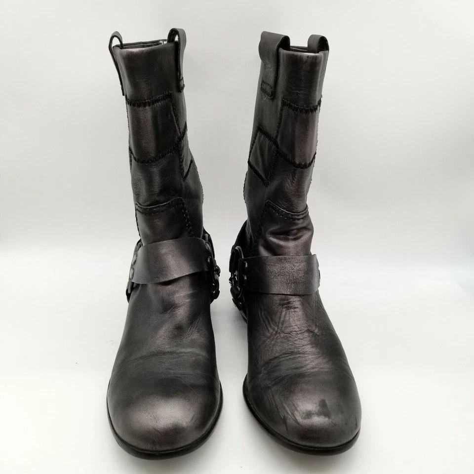 Botas de montar con arnés negro a media pantorrilla punta redonda oro rosa para mujer 38,5 EE. UU. 8 Foto 2 de 4