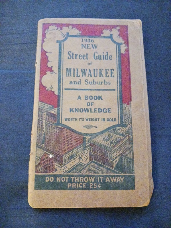 1936 New Street Guide of Milwaukee and Suburbs Book of Knowledge VINTAGE RARE