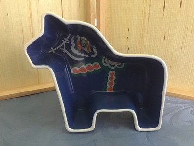 Blue Dala Horse Serving Bowl by Sagaform designed by Ylva Olsson SWEDEN