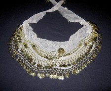 Belly Dance 60" White Coin Belt Hip Scarf Size - Adult