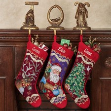 31SJM4508MC Christmas Angel Needlepoint Stocking, 11 x 18"