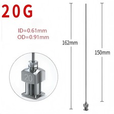 10PCS - 20 Gauge - 6" Dispensing Needle - Blunt Tip, Luer Lock, All Metal