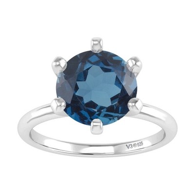 Natürlicher London Blautopas 2,20 ctw Solitär Ring 14K Weißgold vergoldet Schmuck