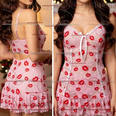 Valentine's Women Sexy Lingerie Babydoll Sleepwear Lace Underwear G-string Teddy