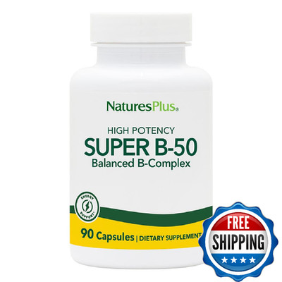 NaturesPlus Super B-50 High Potency B Complex Vitamin Choline Inositol PABA Vega