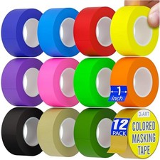 Colored Masking Tape Pack Color Painters Tape for Arts Crafts 1 inch 12