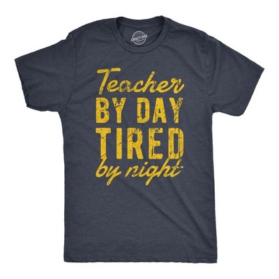 Mens Teacher By Day Tired By Night Funny Exhausted School Teaching Tee for Guys