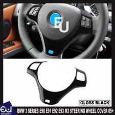 FOR BMW 3 SERIES E90 E91 E92 E93 M3 STEERING WHEEL TRIM COVER GLOSS 2005+ GLOSS
