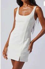 ASTR The Label White Scoop Neck Bodycon Short Dress Strappy Sleeveless S