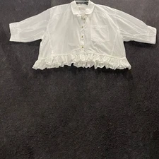 WE THE FREE By Free People Bailey Solid Shirt Women's Size L Ivory