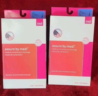 2-Medi Assure Compression Stockings Calf Closed Toe Beige 15-20 mm-Hg 12602 Med