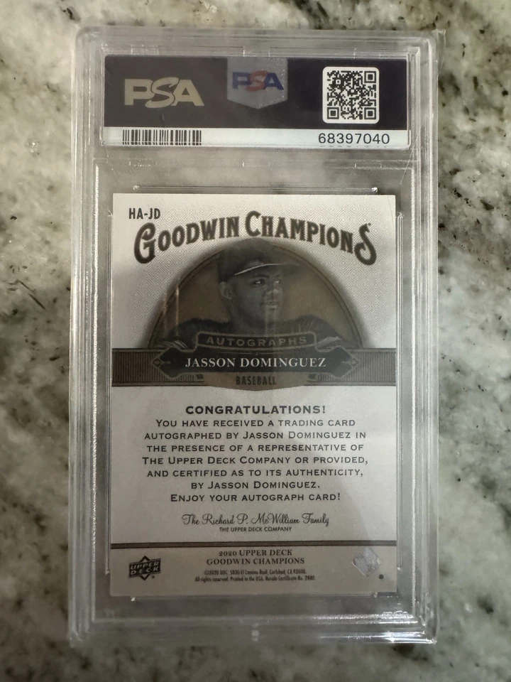 Jasson Dominguez 2020 UD Goodwin Champions Horizontal RC Auto PSA 9, Yankees - Image 2 of 2