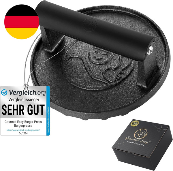 Gourmet Easy Burgerpresse Gusseisen Antihaft | GroßEr Burger Smasher (Ø15Cm) Mit-image