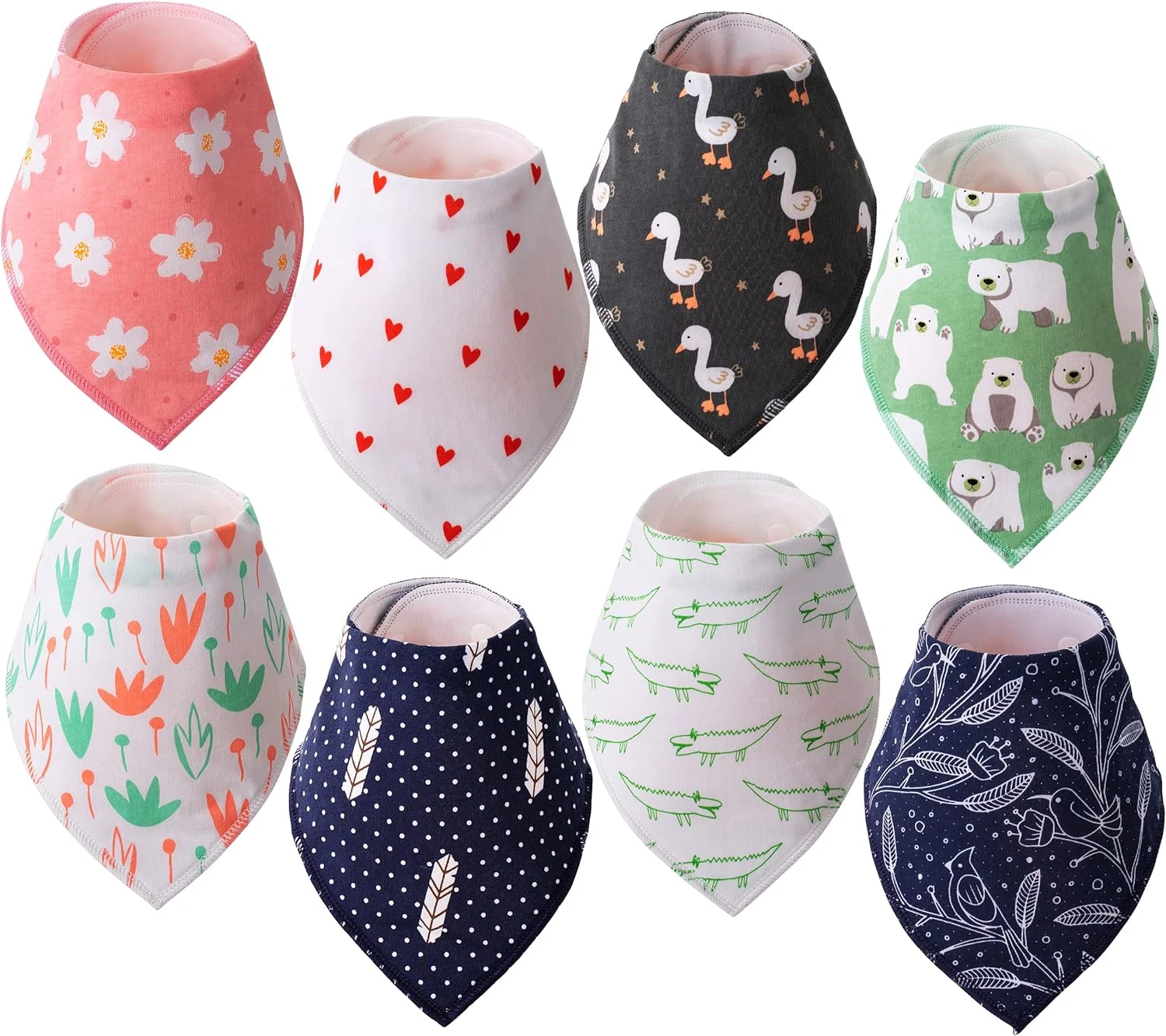 - 8 Pack Baby Bibs - Drool, Bandana Bibs for Toddler Boys & Girls