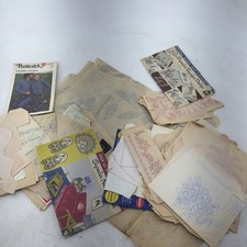 Huge Vintage Lot Of Used Opened  Cut Embroidery Transfer Patterns