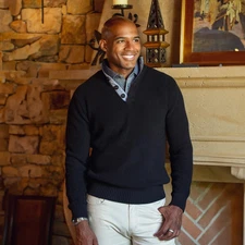 Collars & Co Kennebunkport Sweater Mens XL Black Cotton Pullover 1/4 Button NWT