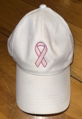 GUC Breast Cancer Awareness Cap White Young AN Hat Co. Adjustable SmokeFree Home