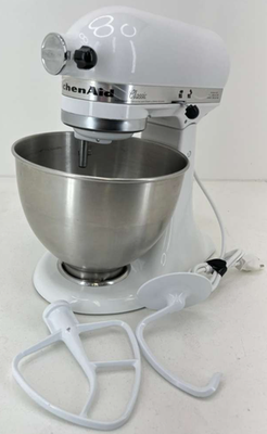 Kitchen Aid Classic Stand Mixer K45SSWH w/ Bowl & 2 Attachments | eBay