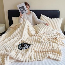 Faux Fur Throw Blanket For Couch, Soft Cozy Luxurious 3D Blanket  Fluffy O3I9