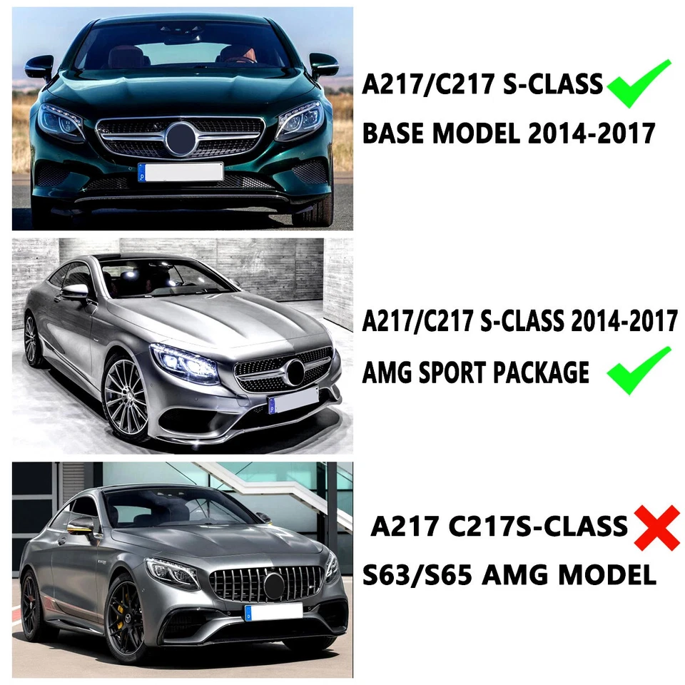 For 2015-2017 Mercedes Benz W217 S500 S550 GT Front Bumper Grille Glossy Black Foto 3 de 4