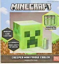 Minecraft Green Creeper 9 Can Mini Fridge 6.7L 1 Door Ambient Lighting