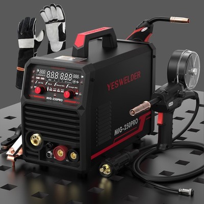 250A 6-in-1 MIG Welder 110V/220V Digital Display Lift TIG/Stick Spool Gun Ready