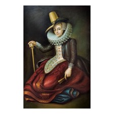 Quadro Olio su Tela 60x90 Ritratto Dama Fiamminga Barocco Made in Italy