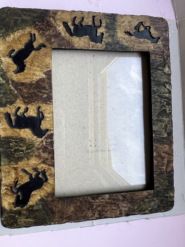 Horse Motif Resin Picture Frame Brown and Black Collectible