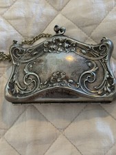 Vintage ANTIQUE German Silver Coin Purse Heavily Embossed Circa 1900-1925
