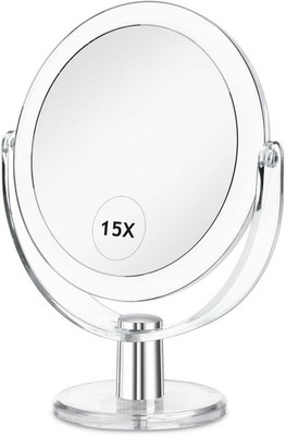 Vanity Makeup Mirror with Stand, 1X/15X Magnification Double Sided 360 Degree