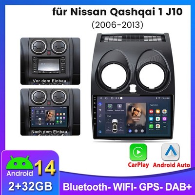 Für Nissan Qashqai J10 2007-2015 Android 14 Carplay Autoradio GPS Navi WIFI DAB+