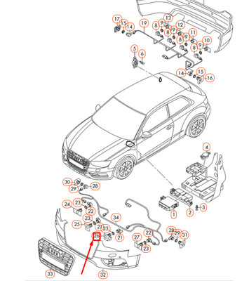 NEU AUDI A3 8V ULTRASCHALLSENSOR TRÄGER VORNE LINKS INNEN 8V5919267T94 ORIGINAL