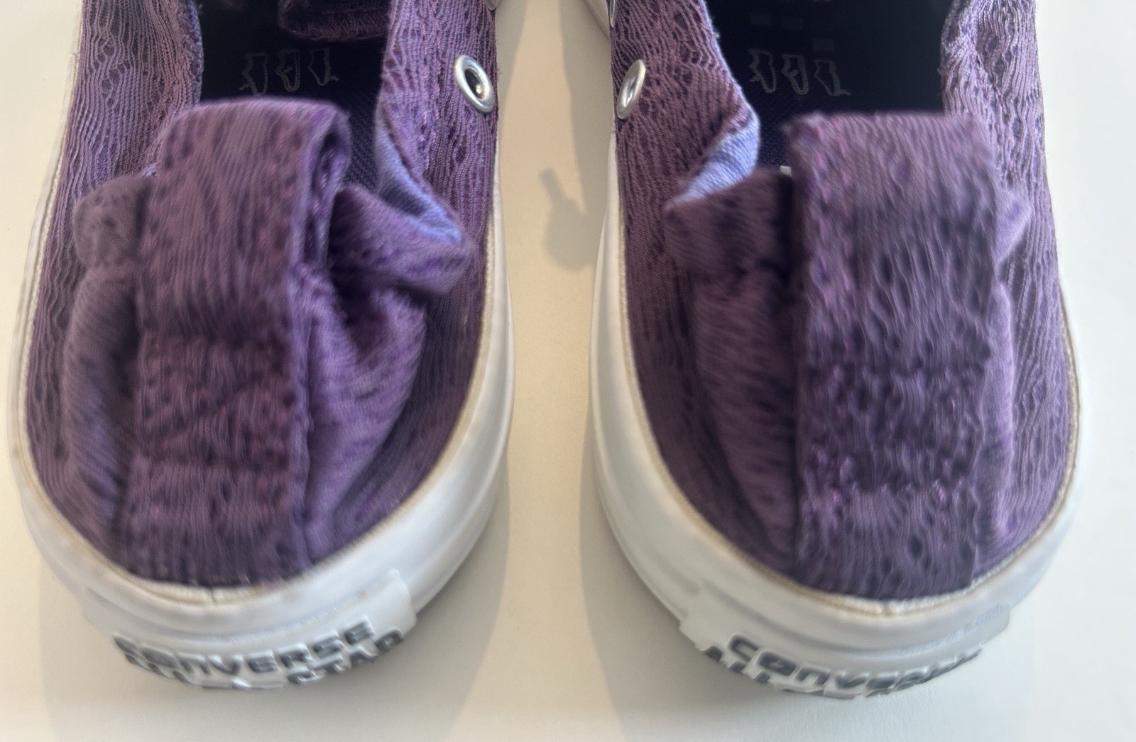 NEW Converse All Star Purple Lace Detail Slip on Sneakers  Girls Size 3  thumbnail 14