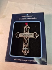 Cross Metal Ornament For Your Tree "With God All Things Are Possible "