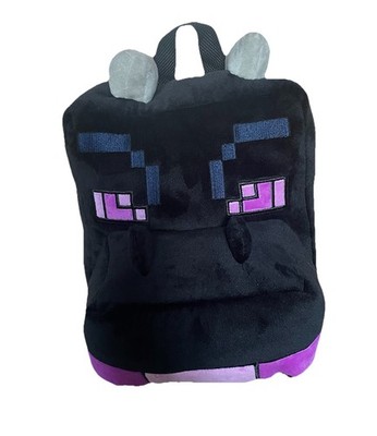 Minecraft Ender Dragon Plush Kids Backpack Black Adjustable Straps Zip Closure