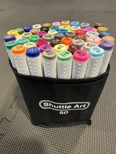 Shuttle Art 50 Colors Dual Tip Alcohol Based Art Markers Excellent Condition