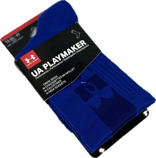 Under Armour Playmaker Kids Blue Crew Polyester UA Performance Socks Sz 13.5K-4Y
