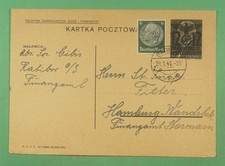 DR WHO 1941 POLAND GENERAL GOVERNMENT OVPT POSTAL CARD MIXED FRANK WWII R16238
