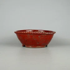 Pre-Owned Bonsai Pot Echizen Bunzan 23.5cm (9.3in) Round Red Ceramic Planter