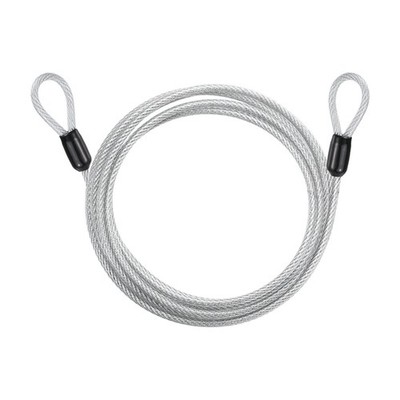 5/32'' Dia 8.5ft Security Cable Lock Vinyl Coated Steel with Loops Silver