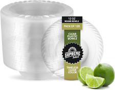 Clear Disposable Plastic Bowls [Pack of 120 | 12 Oz Bowls] Microwave Safe Dispos
