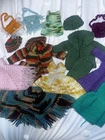 Lot Vtg Barbie Size Handmade Doll Clothes Crocheted Hats Coats Purses