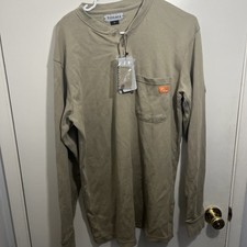 Titicaca FR Flame Resistant Long Sleeve 3-buttons Henley Tan Shirt Men Sz L NWT