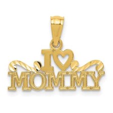 14K Yellow Gold I Heart Mommy Pendant