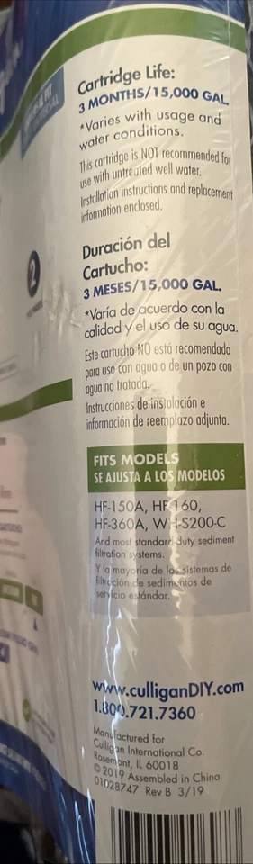 Culligan Whole House Sediment Standard Duty Water Cartridge SCWH-5. (2 Pack New) - Image 4 of 4