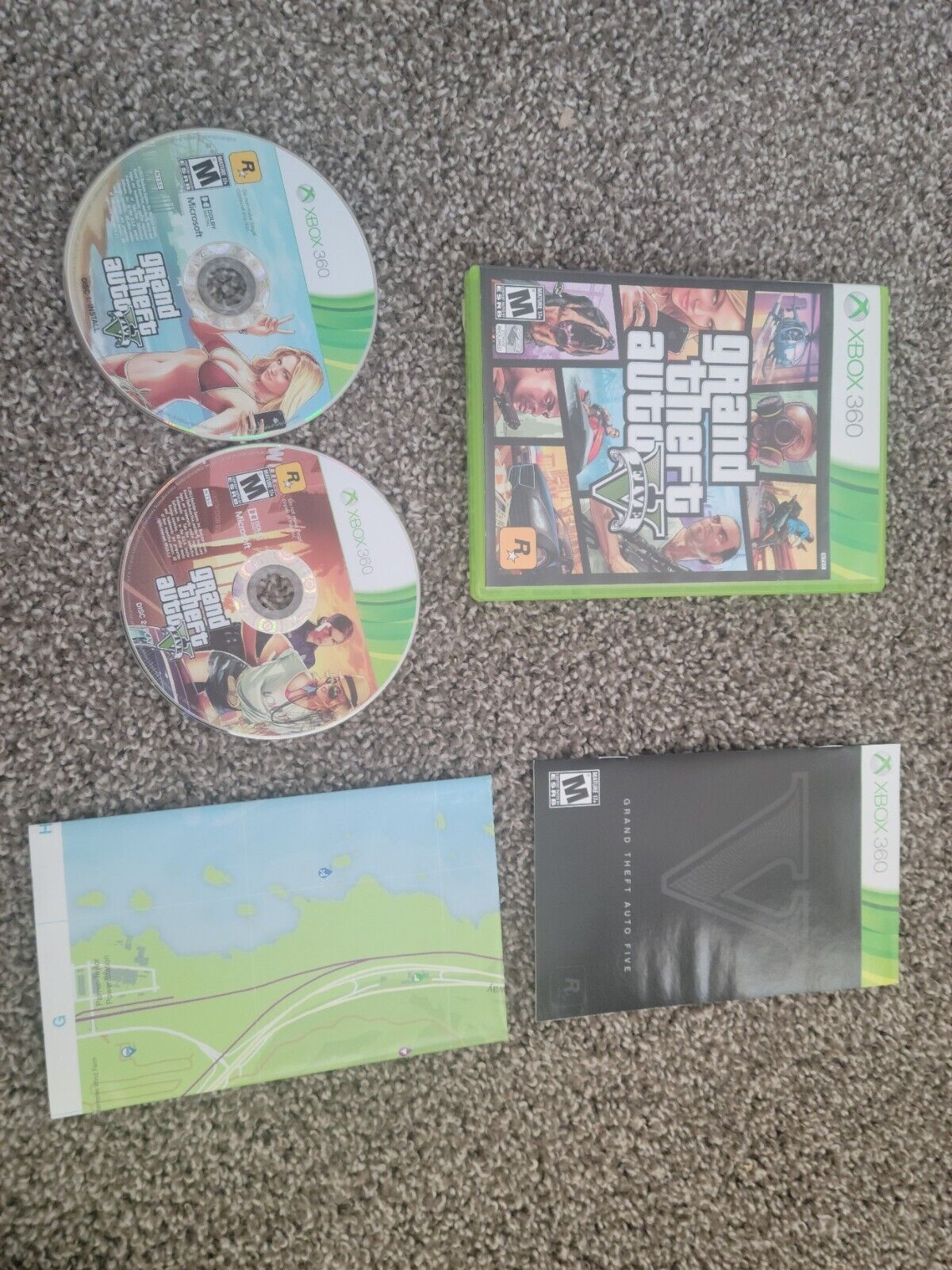 Grand Theft Auto V GTA 5 (Microsoft Xbox 360) - Complete W/Manual + Map  TESTED!