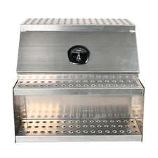 Side Mount Semi Truck Tool Box Saddle Step Open Wide Design Silver25''×28''×30''