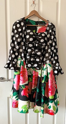 RICHARD QUINN Polka Dot Sequin Floral Hem Dress BNWT UK 16